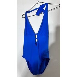 Lauren Ralph Lauren Women's Size 10 Blue One Piece Swimsuit Swim V Neck